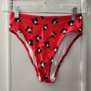 Freya Red Leopard Print High Waist Bikini Bottom Size XS